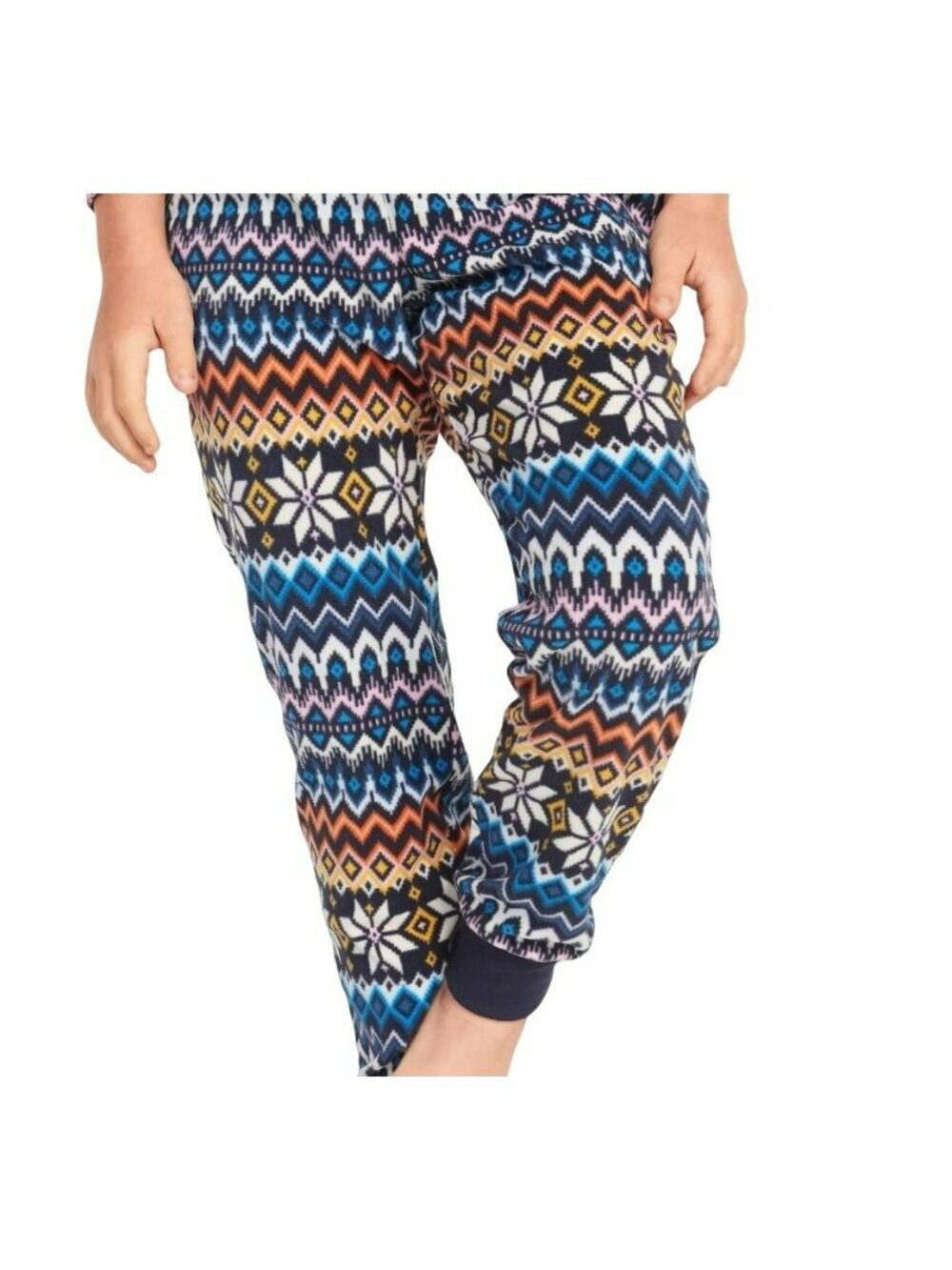 Fleece Pants Pajamas Blue Red White Fair Isle Lounge Girls Medium 8 NWT JJ2191